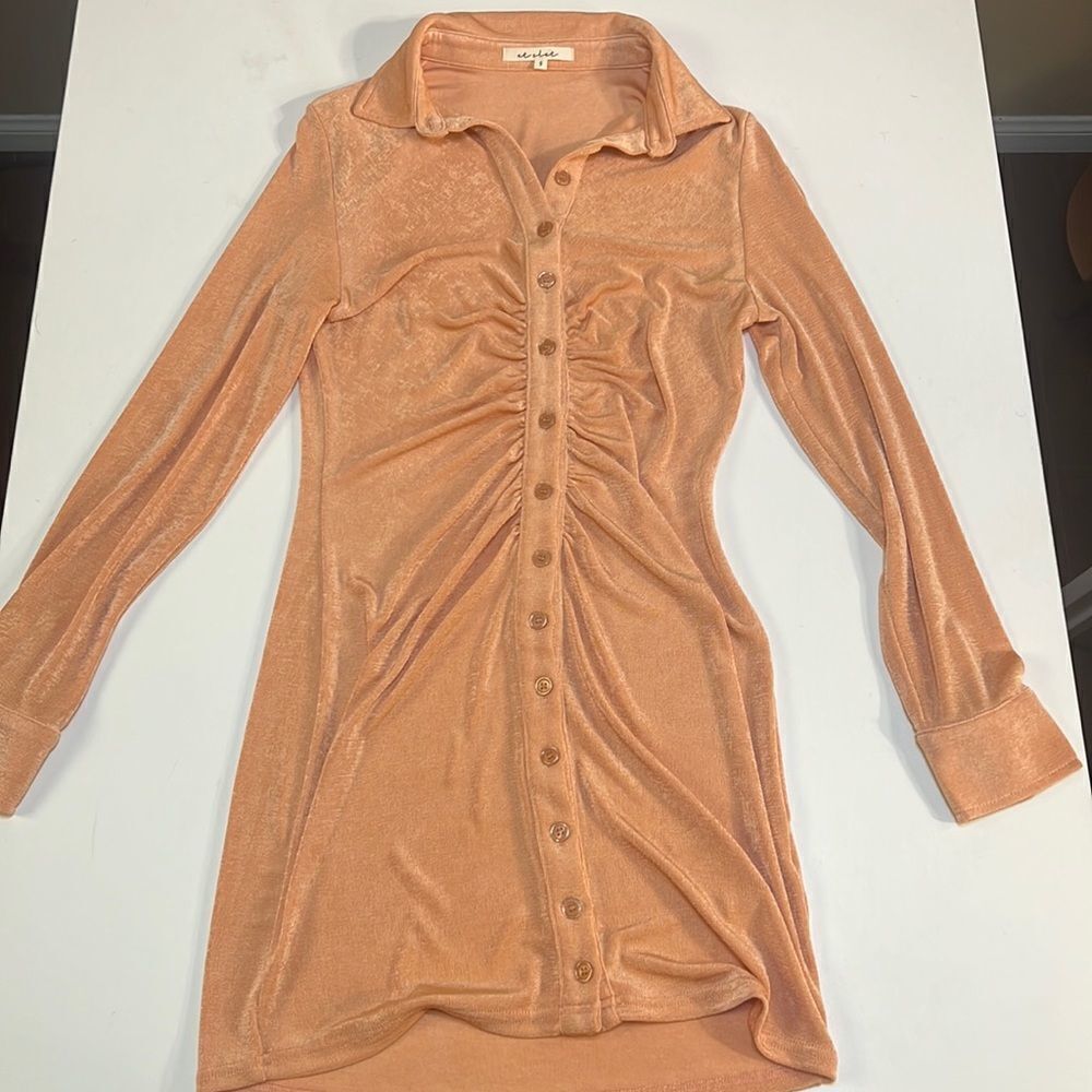 Et Clet button down dress slim fitting dress‎